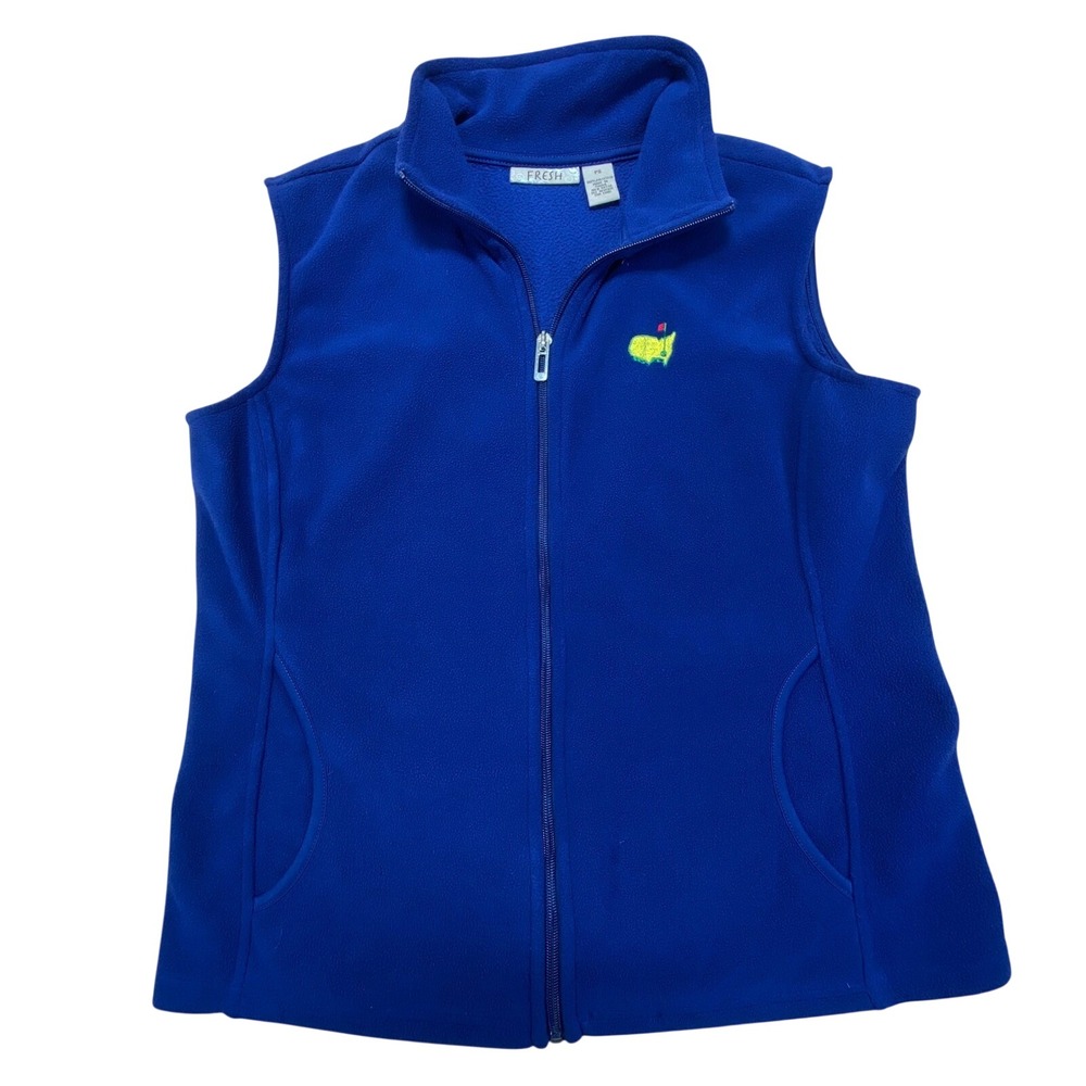 Masters Fleece Vest Womens Small Petite Blue Augusta Golf Full Zip Layer